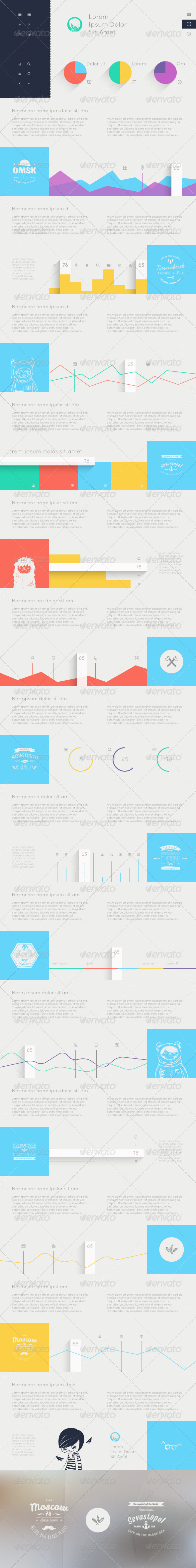 Elements of Infographics with Buttons and Menus - Web Elements Vectors