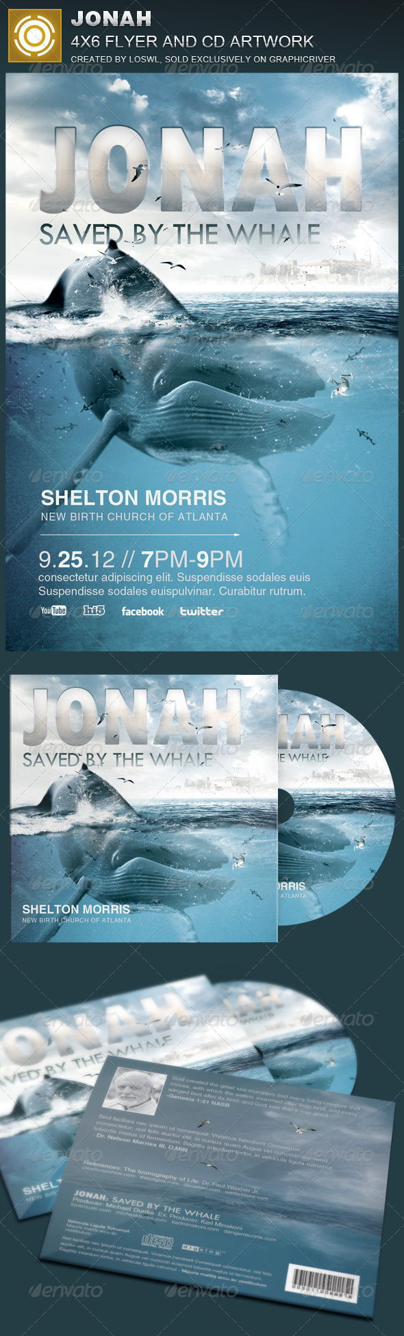 Jonah Church Flyer and CD Template - Church Flyers