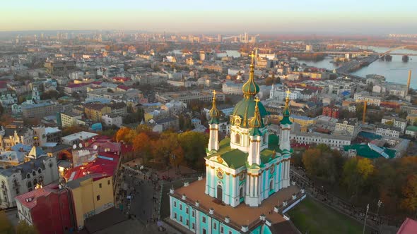 Aerial View of St. Andrews Church in Kiev.