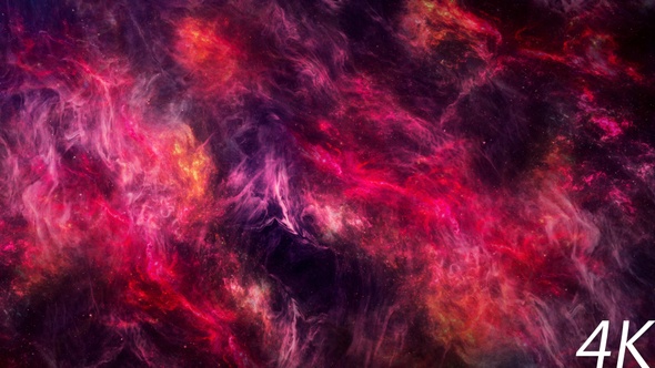 Abstract Colorful Red Nebula in Deep Space