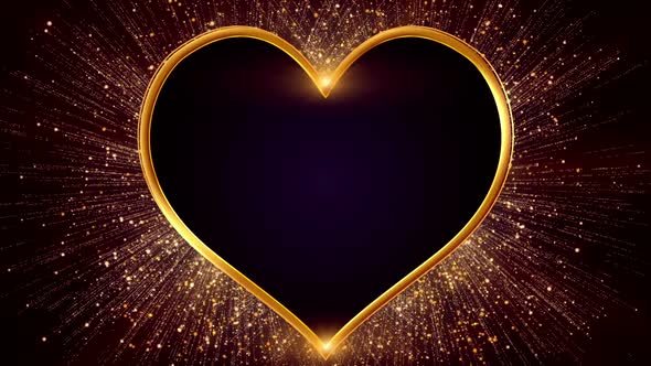Golden Particles Background Heart Frame