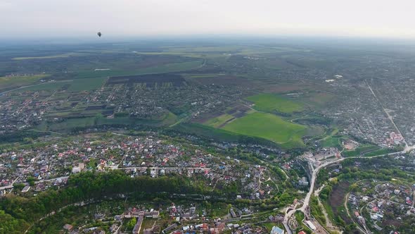 Panoramic Aerial drone view of old city