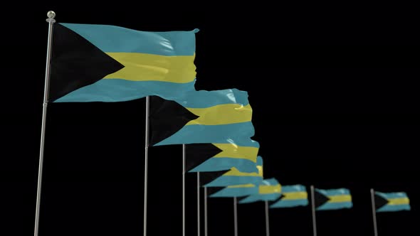 Bahamas Row Of Flags Animation Include Alpha Channel