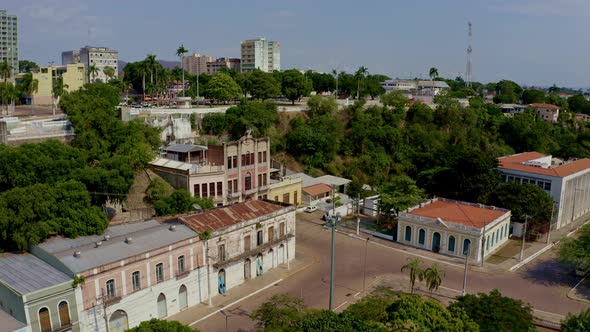 An aerial view of the historical center of Corumba city, Brazil alt