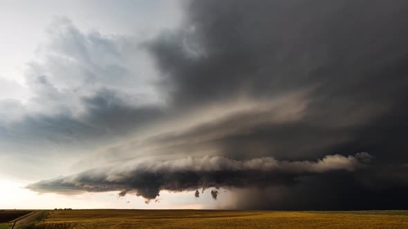 A Large Supercell Thunderstorm Spirals Across