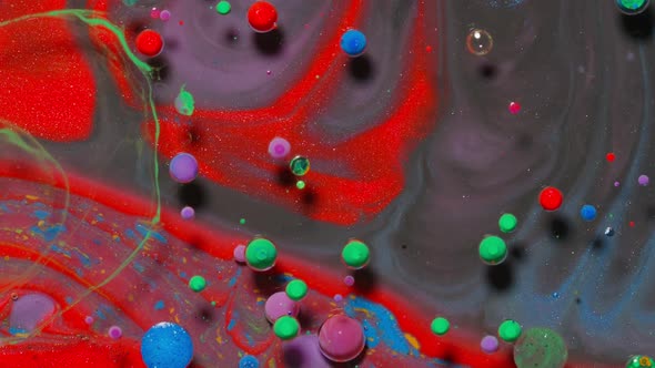 Bright Neon Colorful Bubbles Oil and Ink Acrylic Paint Moving Closeup Wallpaper Background alt