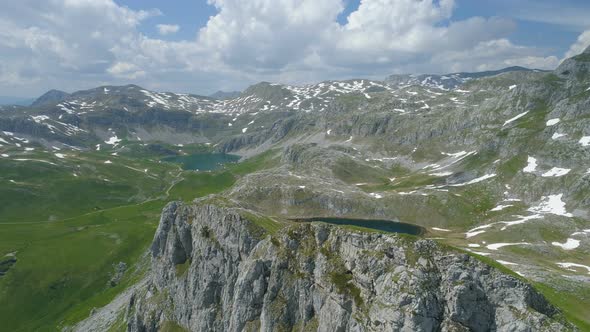 Kapetanovo and Manito Lakes in Montenegro in the Spring Aerial View