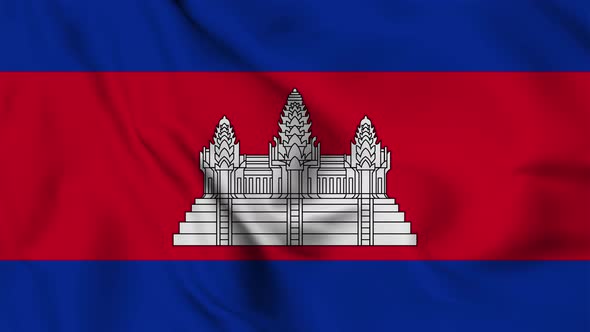 Cambodia flag seamless closeup waving animation