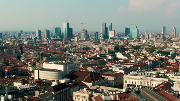 Aerial View of Milan Skyline Italy