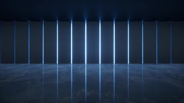 Dark room with glossy empty ground alt