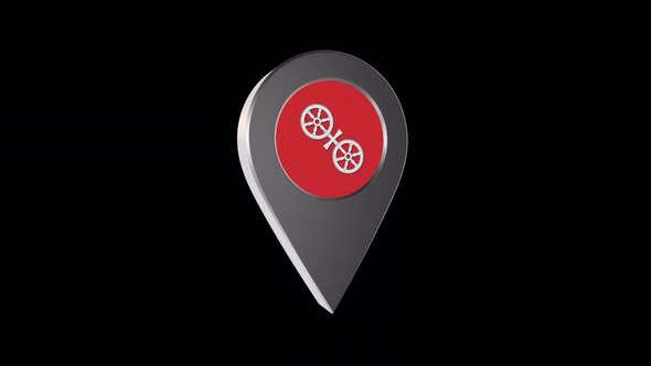 3d Animation Map Navigation Pointer With Flag Of Mainz (Germany) With Alpha Channel - 2K alt