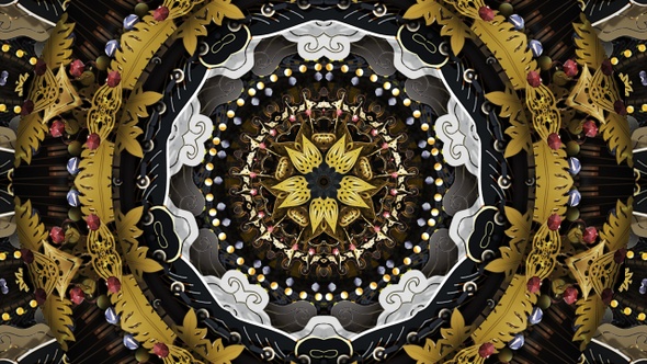 Silver Gold Ethnic Ornament Kaleidoscope