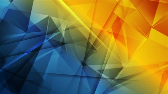 Glossy Blue Orange Abstract Low Poly Shapes
