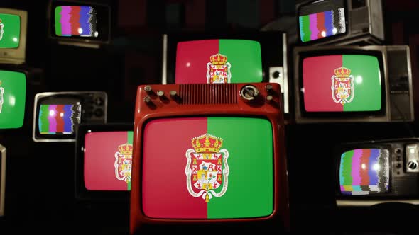 Flag of Granada, Spain, on Retro TVs.