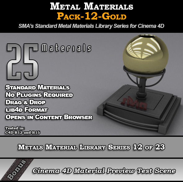 Metals Material Pack-12-Gold - 3Docean 8117648