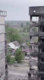 Vertical Video of a House Destroyed By the War in Ukraine alt