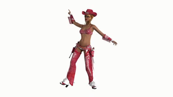 Dancing Girl in a Costume Cawboy