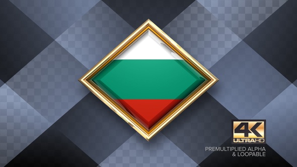 Bulgaria Flag Rotating Badge 4K Looping with Transparent Background