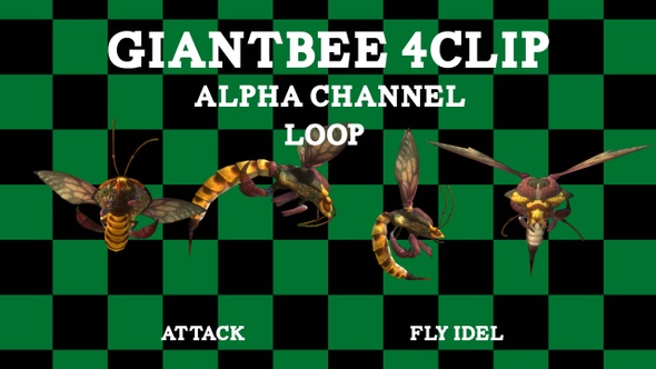 Giant Bee 4 Clip Alpha Loop