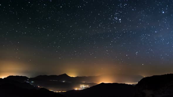 Starry Night in Mountains Nature with Stars Sky over Countryside ...