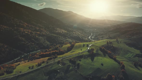 Majestic Mountain Wild Forest Slope Aerial View alt