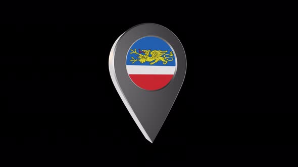 3d Animation Map Navigation Pointer With Flag Of Rostock (Germany) With Alpha Channel - 4K alt