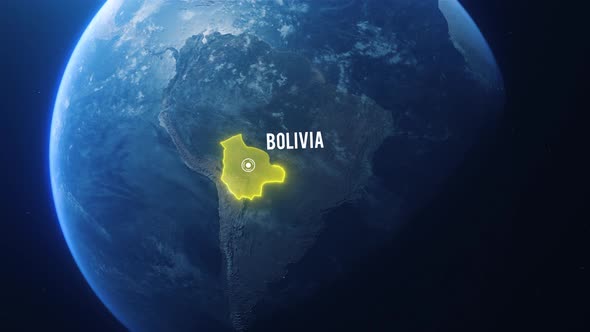 Earh Zoom In Space Bolivia Country Alpha Output