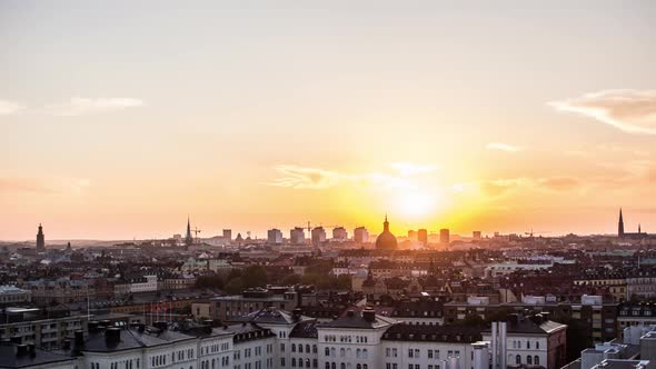 Stockholm City at Sunset Time Lapse Tilt