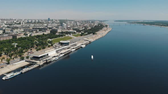 Aerial Shot of River and City