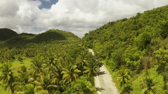 The Road on Siargao Island, Philippines. Aerial View on the Beautiful Scenery Landscapes. alt