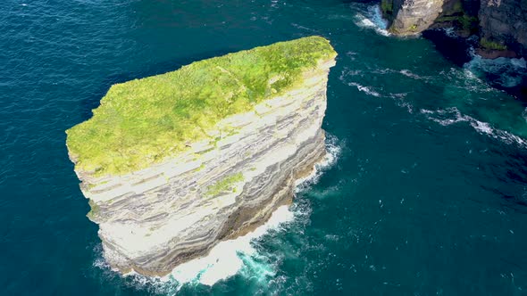 Aerial View of the Dun Briste Sea Stick at Downpatrick Head County Mayo  Republic of Ireland alt