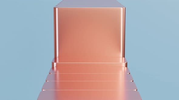 Moving copper plates. Modern geometric background.