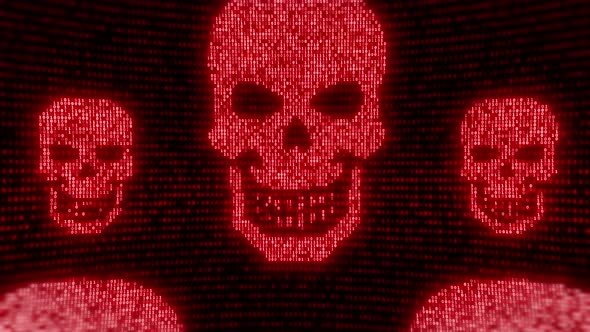  Skull technology glitch computer virus or internet hacking alt