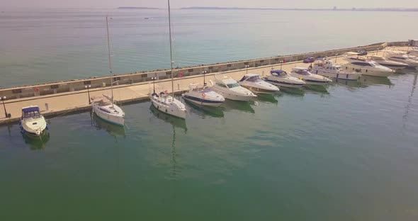 Drone Aerial View of the Yachts and Boats in Black Sea Marina