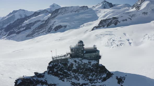 Aerial view of Jungfraujoch on Swiss Alps, Wengen, Bern, Switzerland. alt