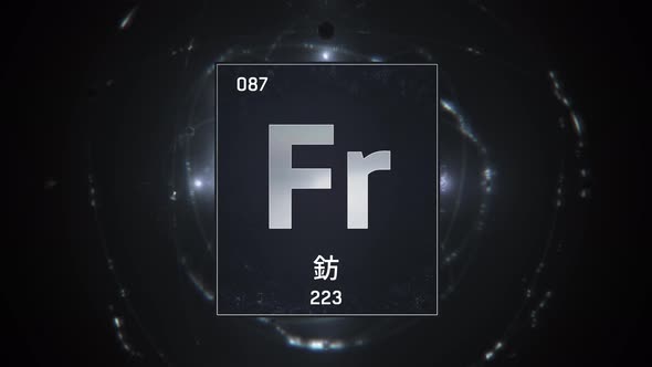 Francium as Element 87 of the Periodic Table on Silver Background in Chinese Language