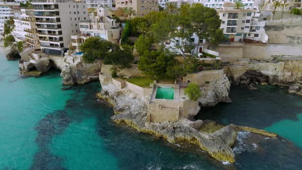 Aerial View on the Island Mallorca Port and Sea Town PalmadeMallorca alt
