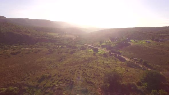 Aerial travel drone view of Oudtshoorn, Western Cape, South Africa. alt