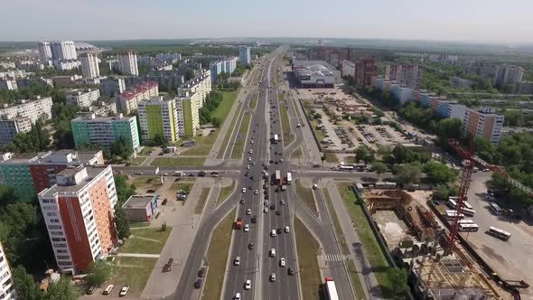 Modern Living District in Samara City in Russia in Daytime in Summer, Aerial View