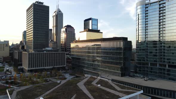 buildings in indianapolis indiana downtown aerial footage alt