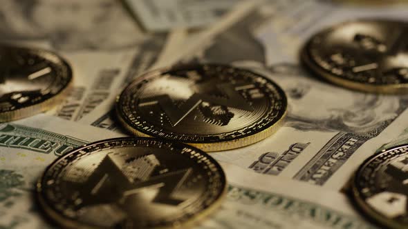 Rotating shot of Bitcoins alt