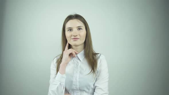 Pretty Long Haired Brunette Changes Hands Positions Posing alt