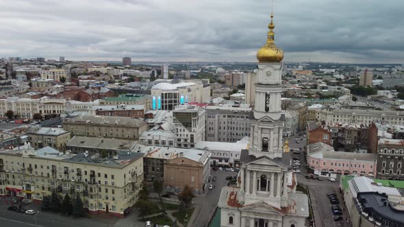 Autumn Dormition Cathedral, Kharkiv city aerial