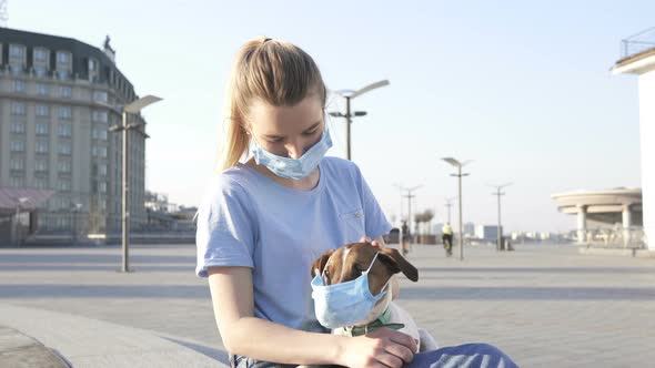 Woman and Jack Russel Dog at The City Square