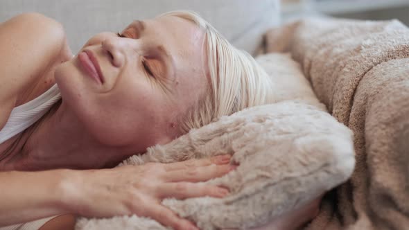 Home Rest Morning Leisure Senior Woman Napping alt