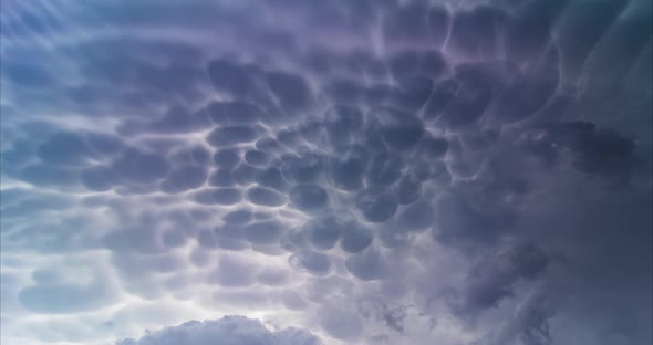 Timelapse of Mammatus Clouds After a Severe Storm