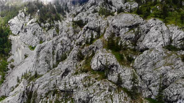 Rock fall on the Traunstein in Gmunden in Upper Austria drone video alt