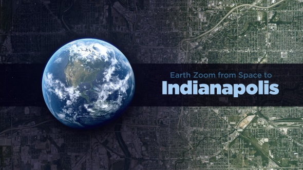 Indianapolis (Indiana, USA) Earth Zoom to the City from Space