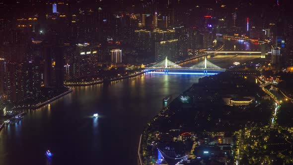 Guangzhou City Parts on Pearl River Banks in China Timelapse alt