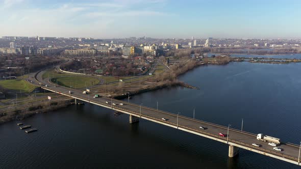Aerial View of the Right Bank of the Dnipro City From the South Bridge